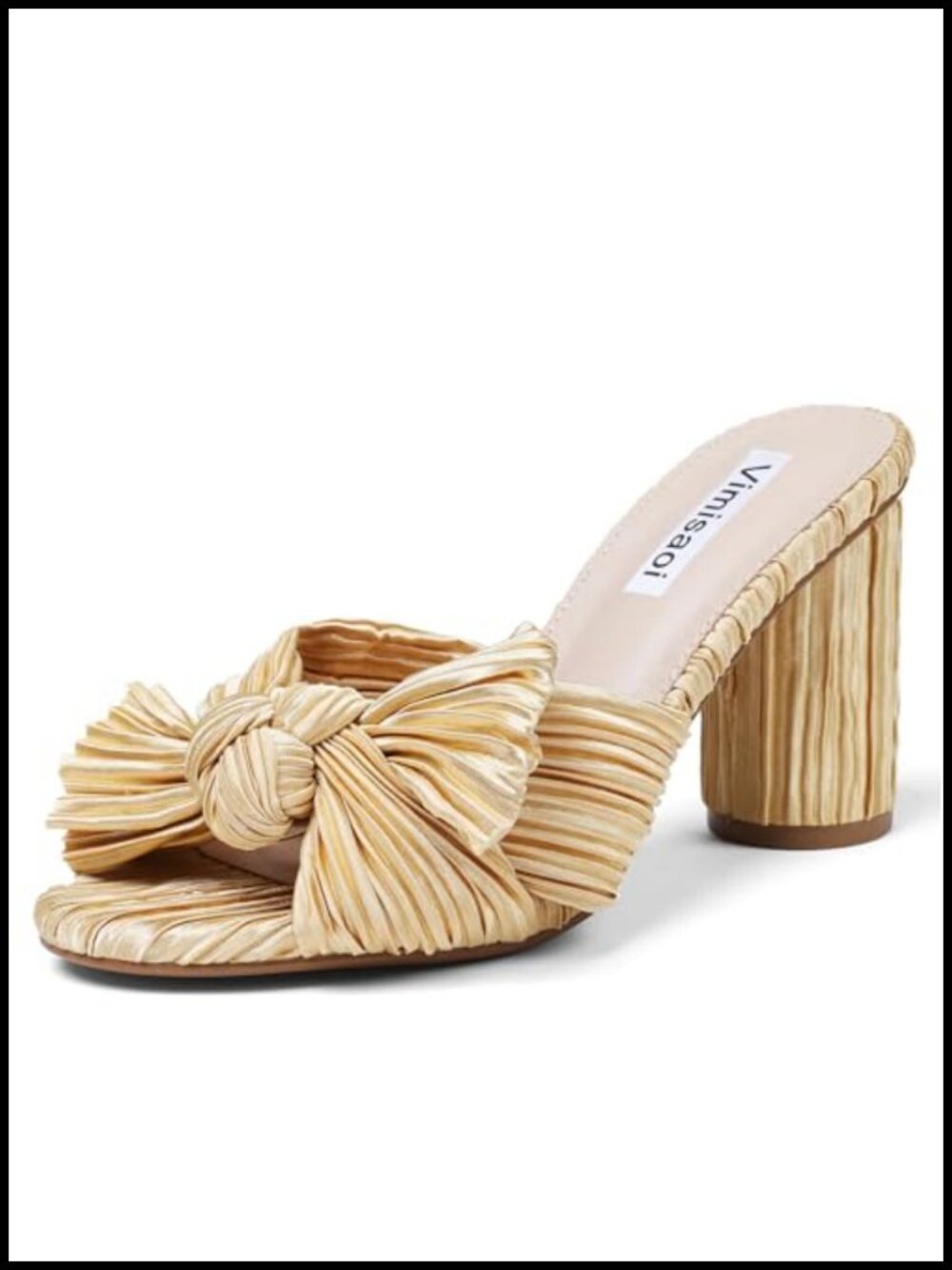 Bow Knot Block Chunky Heeled Sandals Open Toe Slip On 3.15" Heel Dress Shoes